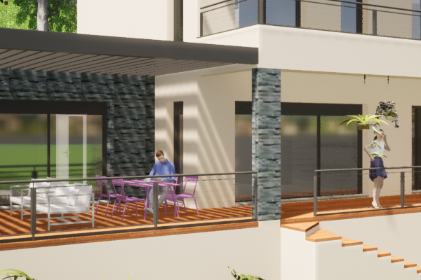 Villa contemporaine avec toiture terrasse